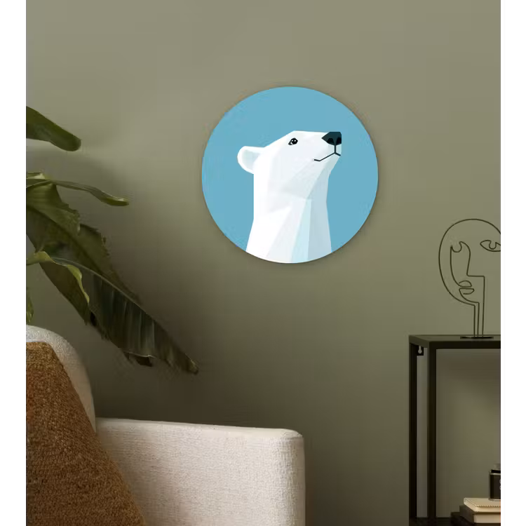 Wandcirkel - Glas - Ijsbeer - Lichtblauw - Minimalistisch — 3