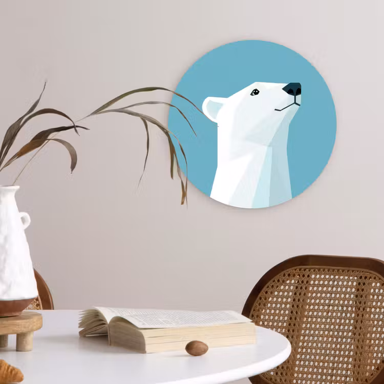 Wandcirkel - Glas - Ijsbeer - Lichtblauw - Minimalistisch — 4