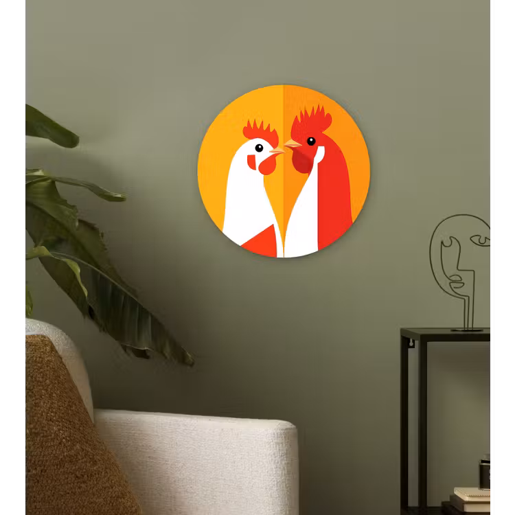 Wandcirkel - Glas - Kippen - Oranje - Vlakken — 3