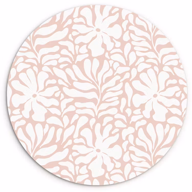 Wandcirkel - Glas - Patroon - Bloemen - Roze - Wit — 1