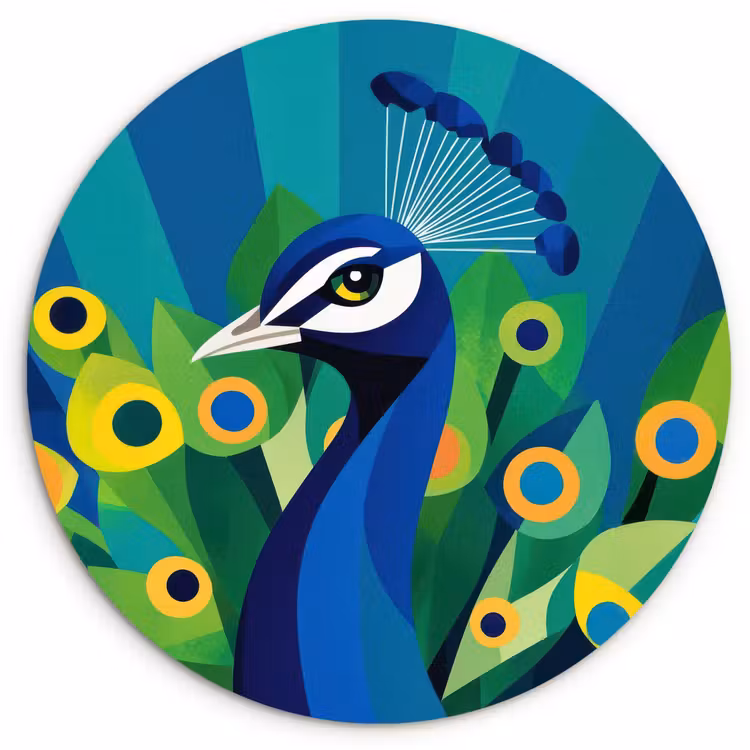 Wandcirkel - Glas - Pauw - Cirkels - Blauw — 1