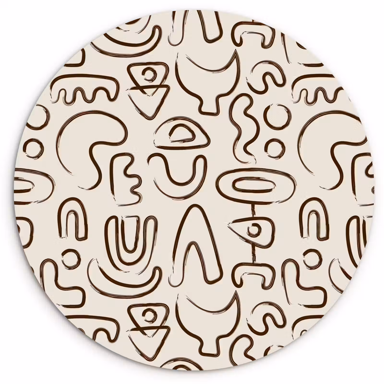 Wandcirkel - Glas - Abstract - Beige - Patroon - Donkerbruin — 1