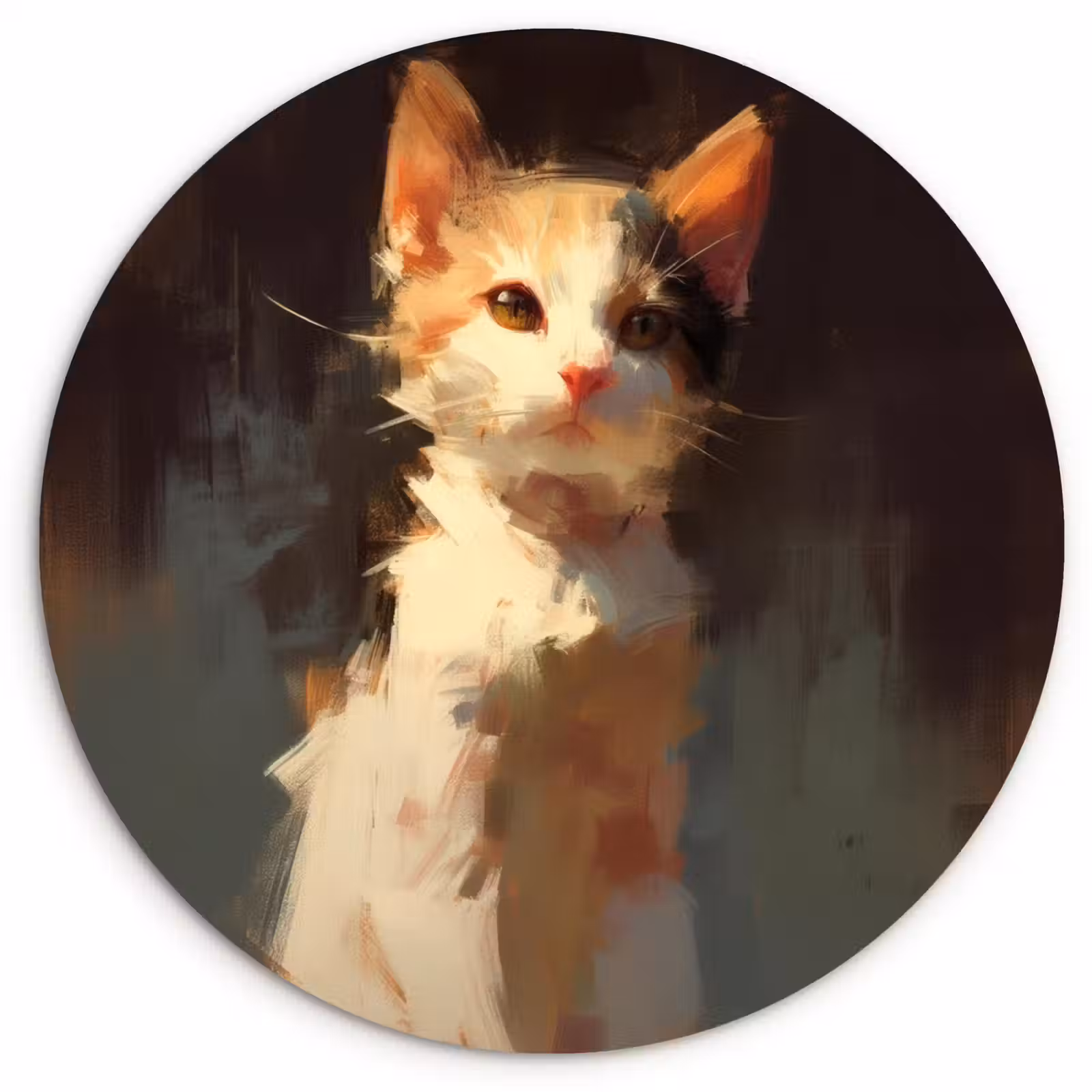 Wandcirkel - Glas - Kat - Geschilderd - Artistiek - Wit — 1