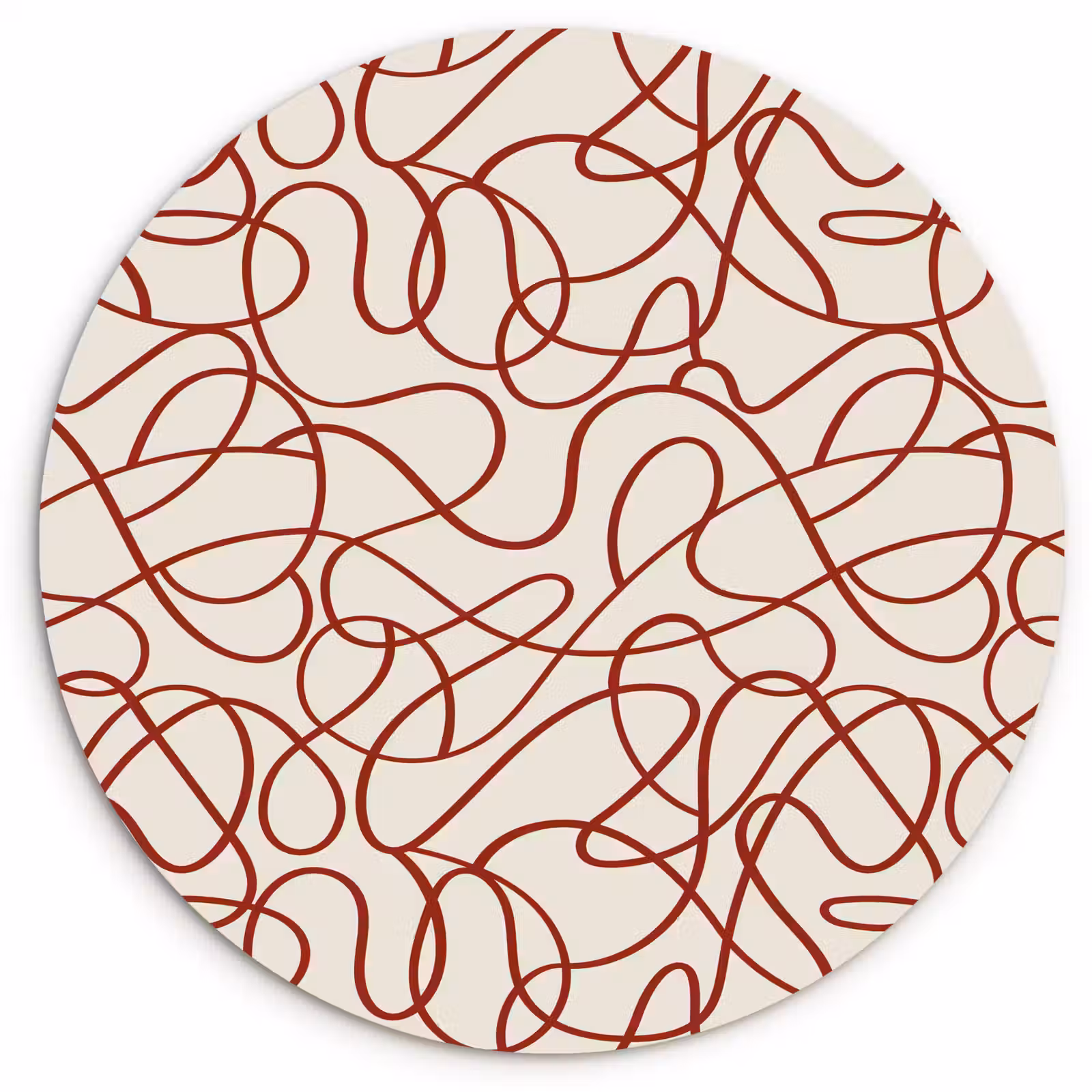 Wandcirkel - Glas - Lijnen - Abstract - Rood - Beige — 1