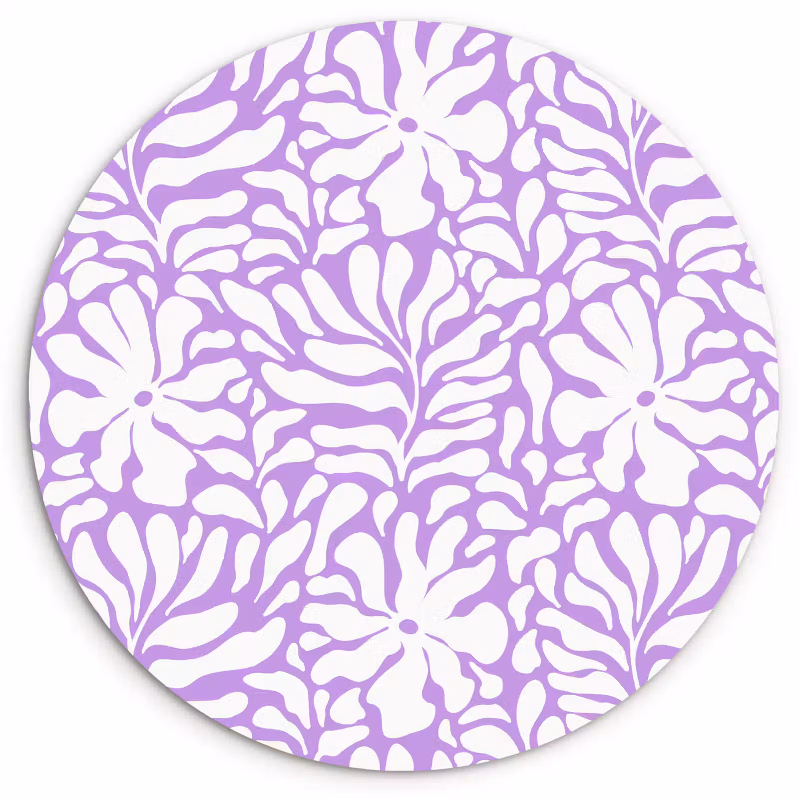 Wandcirkel - Glas - Paars - Wit - Bloemen — 1