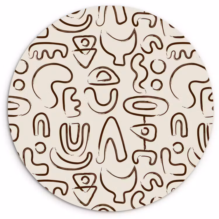 Wandcirkel - Glas - Abstract - Beige - Patroon - Donkerbruin — 1