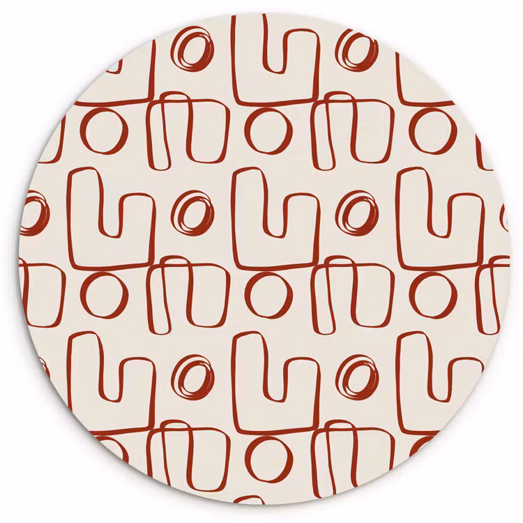 Wandcirkel - Glas - Abstract - Patroon - Beige - Rood — 1