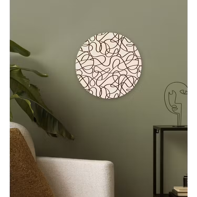 Wandcirkel - Glas - Beige - Lijnen - Donkerbruin — 3