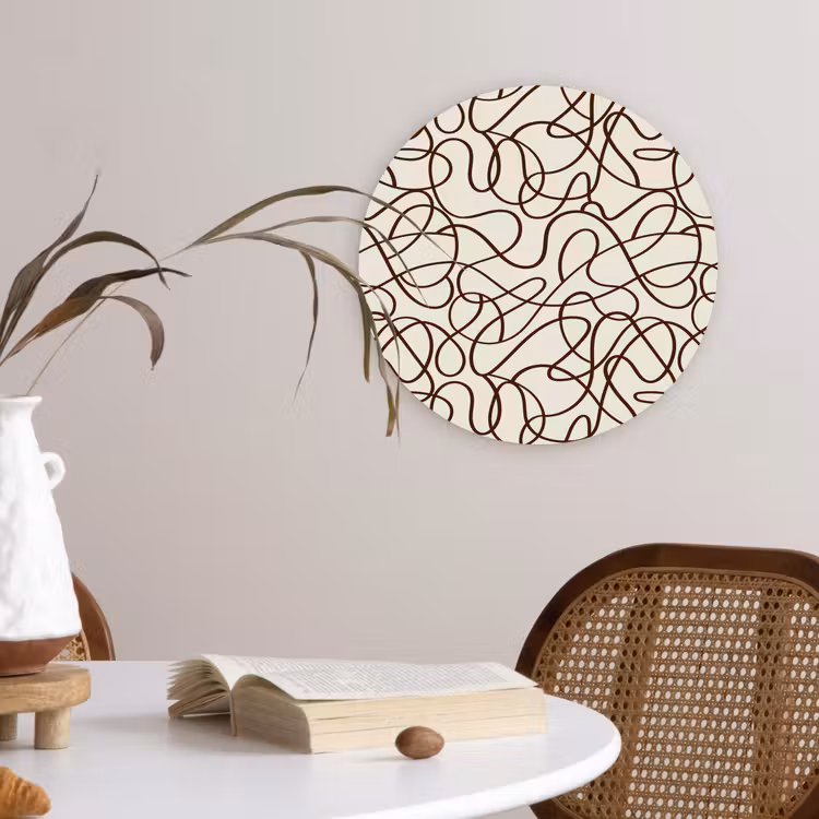 Wandcirkel - Glas - Beige - Lijnen - Donkerbruin — 4