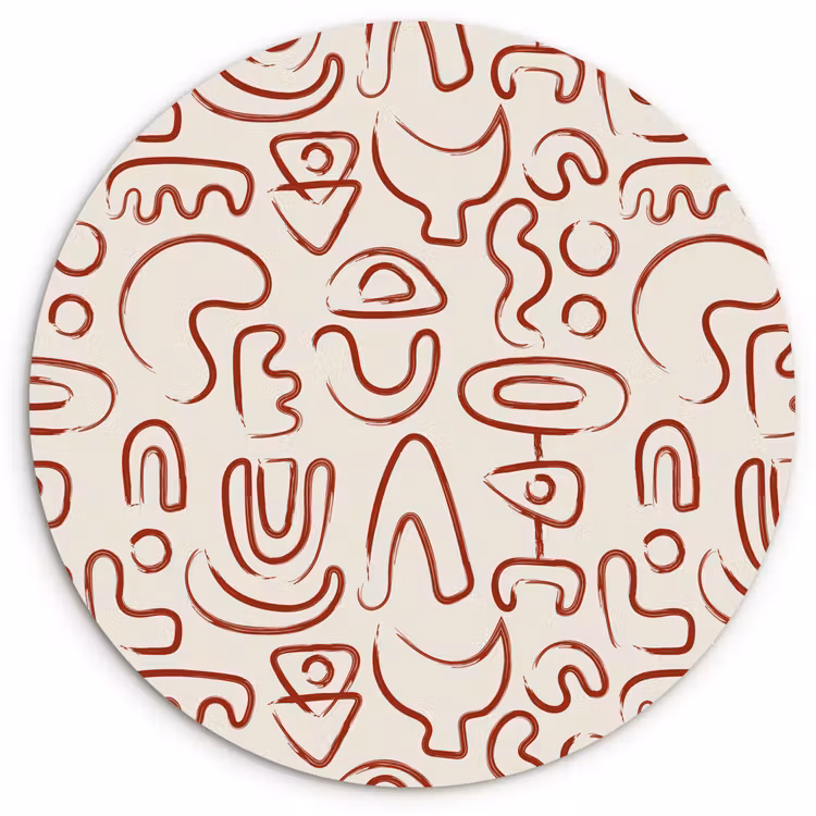 Wandcirkel - Glas - Beige - Vormen - Rood - Patroon — 1