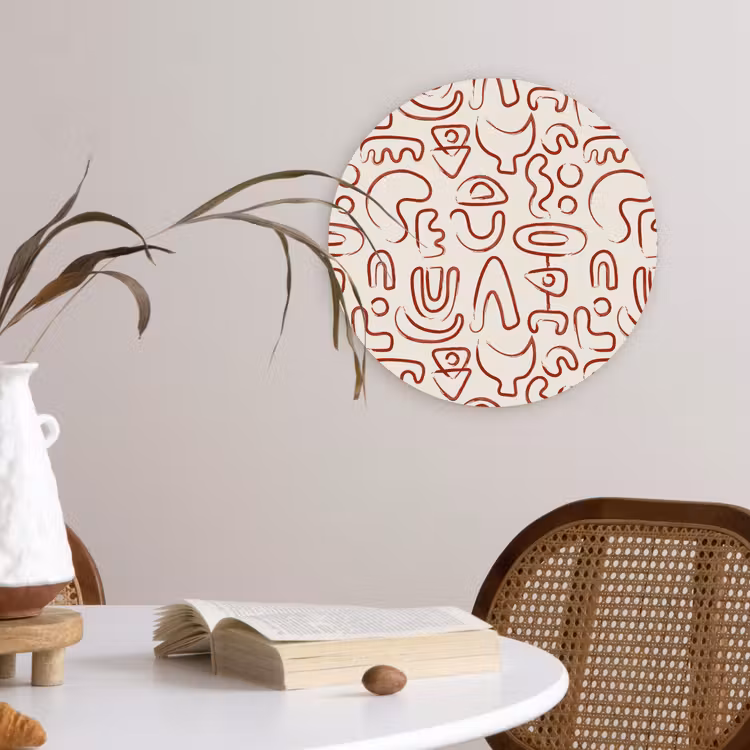 Wandcirkel - Glas - Beige - Vormen - Rood - Patroon — 4