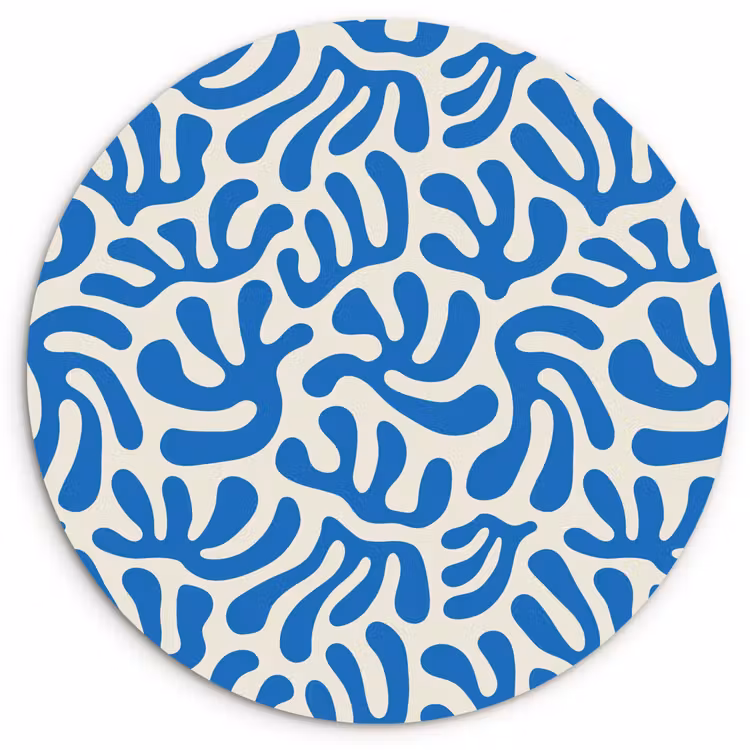 Wandcirkel - Glas - Blauw - Abstract - Bladeren - Patroon — 1