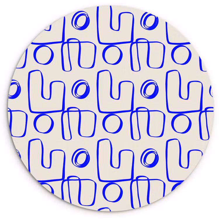 Wandcirkel - Glas - Blauw - Patroon - Beige - Abstract — 1