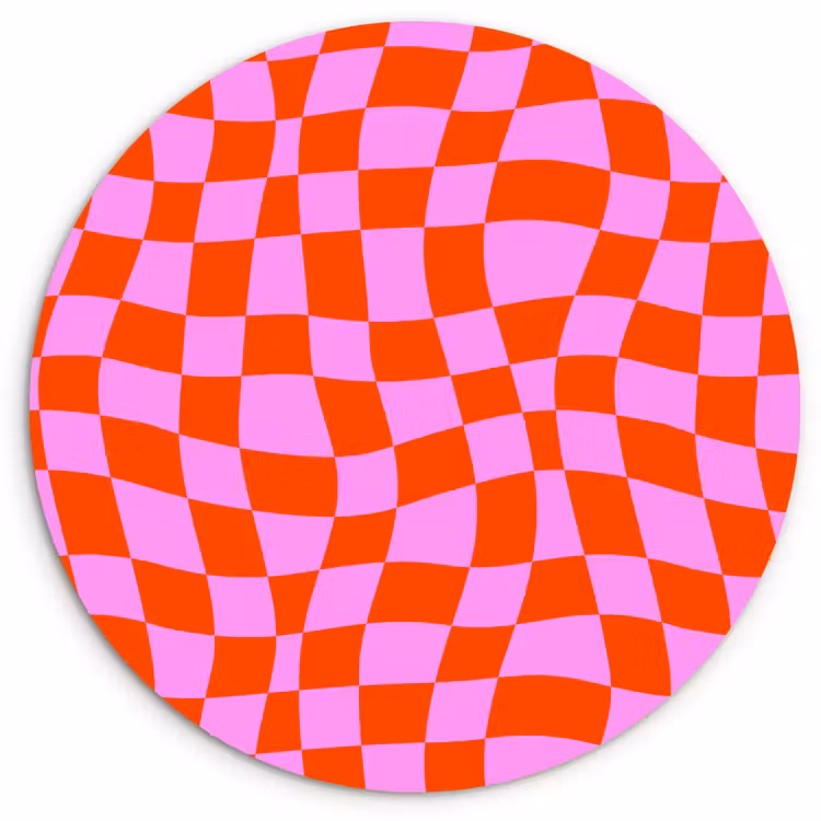 Wandcirkel - Glas - Blokken - Roze - Rood - Patroon — 1