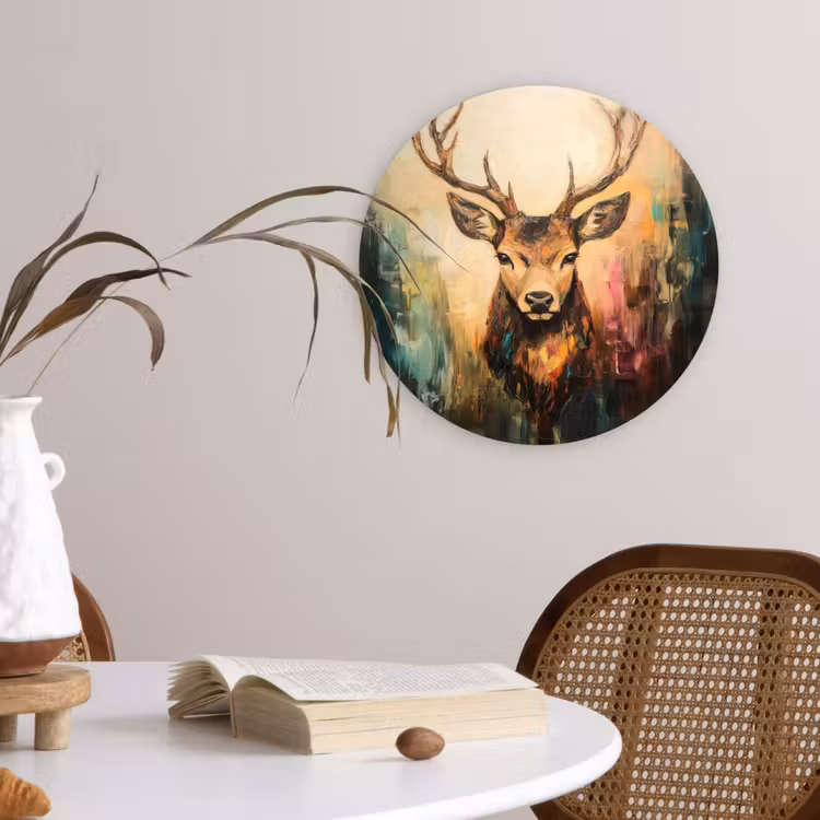 Wandcirkel - Glas - Hert - Geverfd - Gewei - Bruin — 4