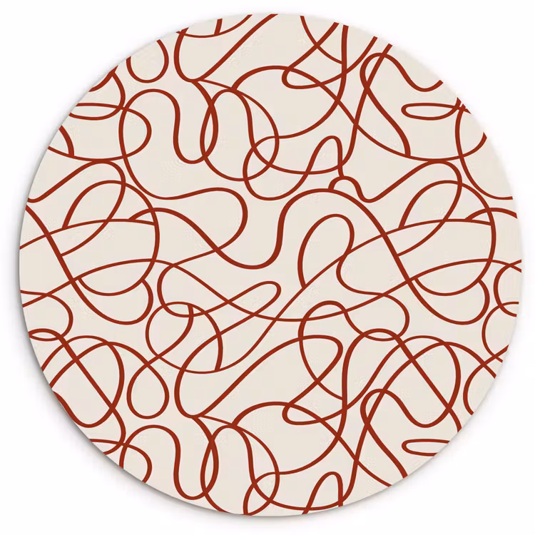 Wandcirkel - Glas - Lijnen - Abstract - Rood - Beige — 1