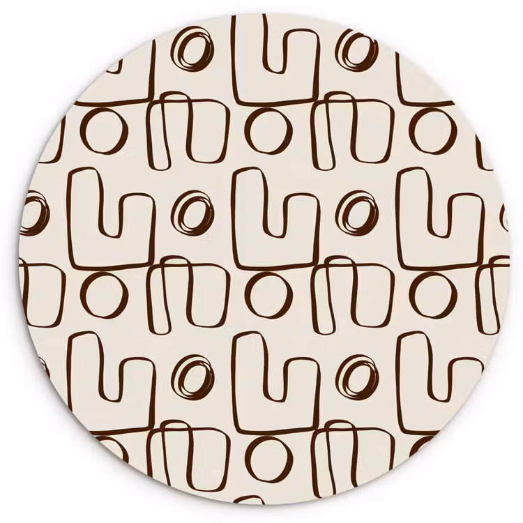 Wandcirkel - Glas - Lijnen - Beige - Patroon - Donkerbruin — 1