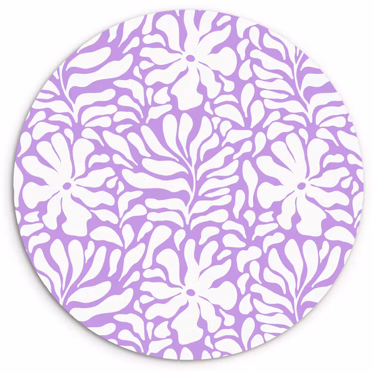 Wandcirkel - Glas - Paars - Wit - Bloemen — 1