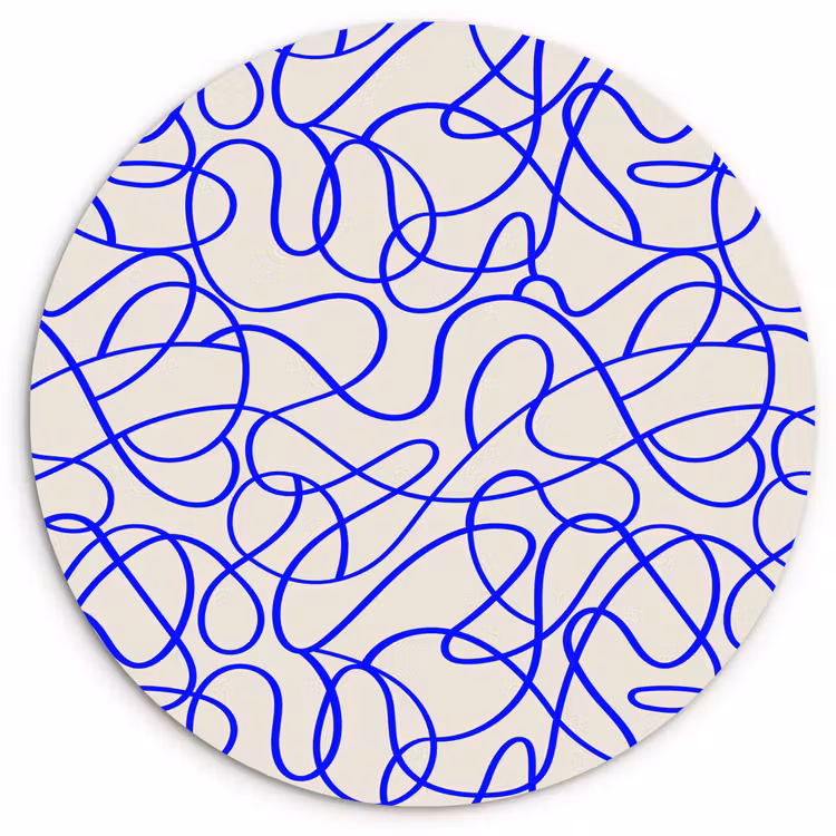 Wandcirkel - Glas - Patronen - Beige - Blauw - Lijnen — 1