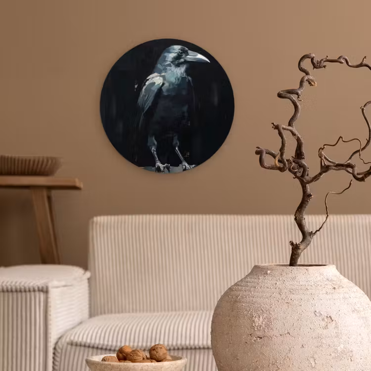 Wandcirkel - Glas - Raaf - Vogels - Zwart — 2
