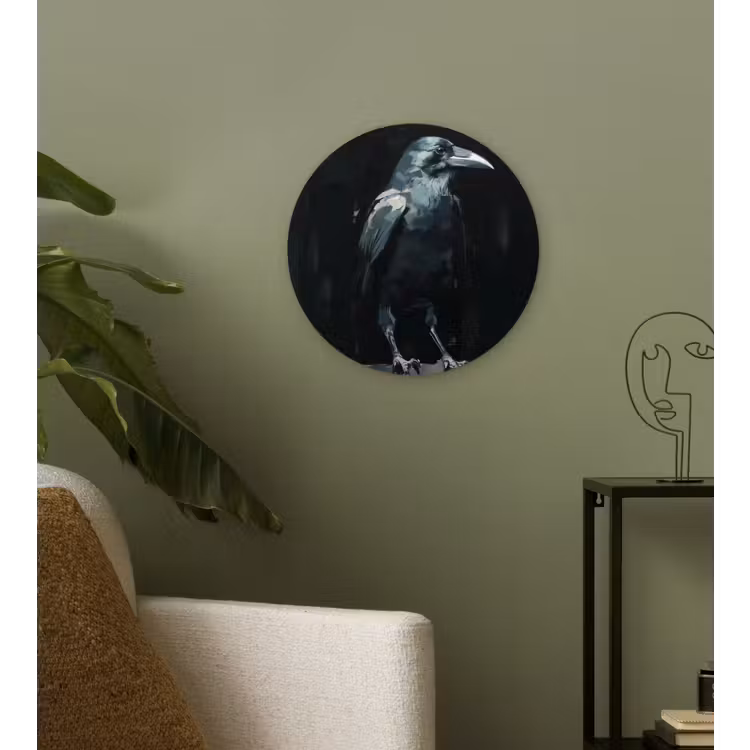 Wandcirkel - Glas - Raaf - Vogels - Zwart — 3