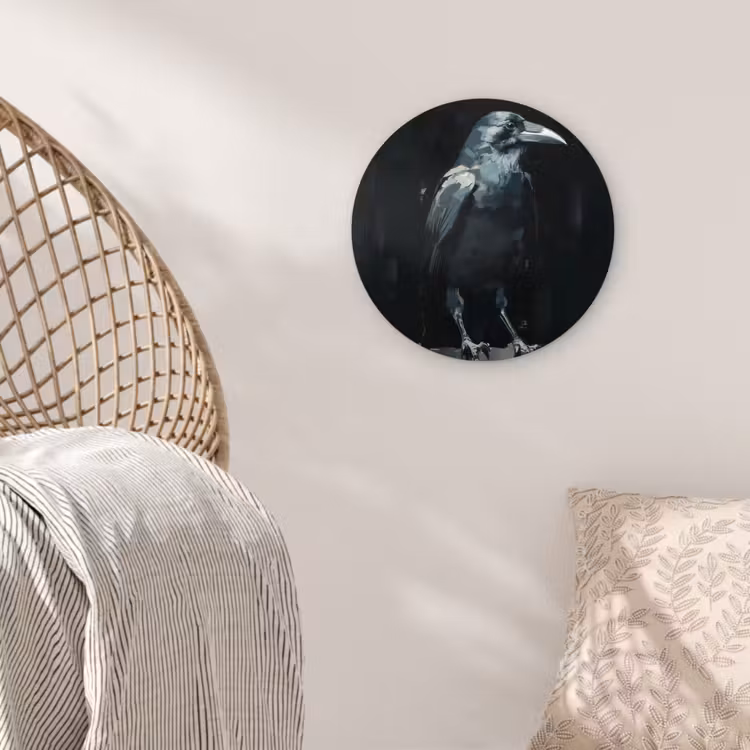 Wandcirkel - Glas - Raaf - Vogels - Zwart — 5