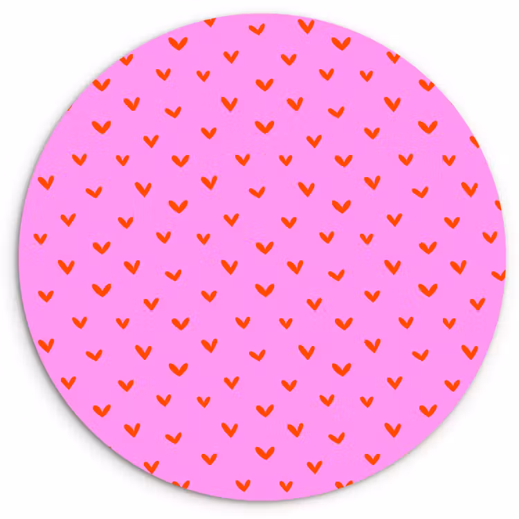Wandcirkel - Glas - Rood - Hartjes - Roze - Patroon — 1