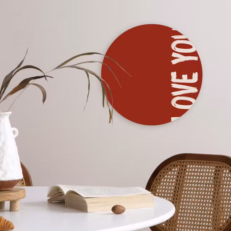 Wandcirkel - Glas - Schuin - Loveyou - Rood — 4