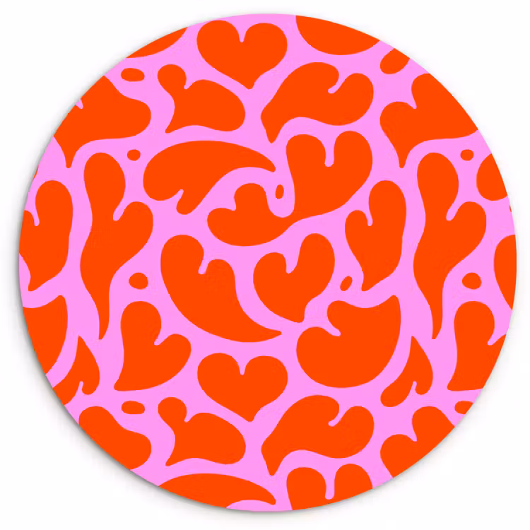 Wandcirkel - Glas - Valentijn - Harten - Roze - Rood — 1