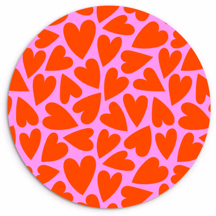 Wandcirkel - Glas - Valentijn - Patroon - Roze - Rood — 1