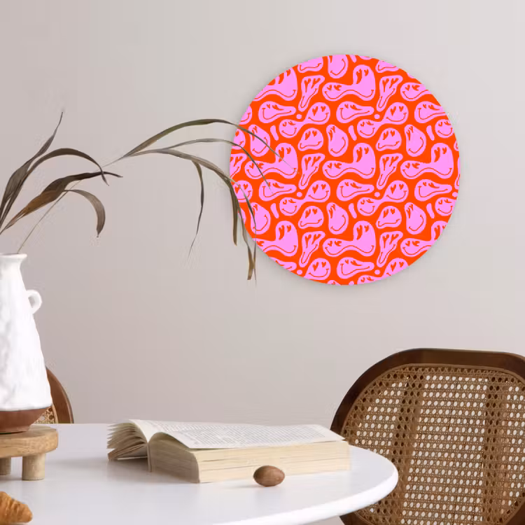 Wandcirkel - Glas - Valentijn - Smiley - Rood - Roze — 4