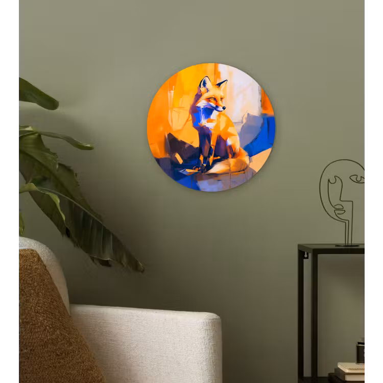 Wandcirkel - Glas - Vos - Oranje - Vormen - Abstract — 3