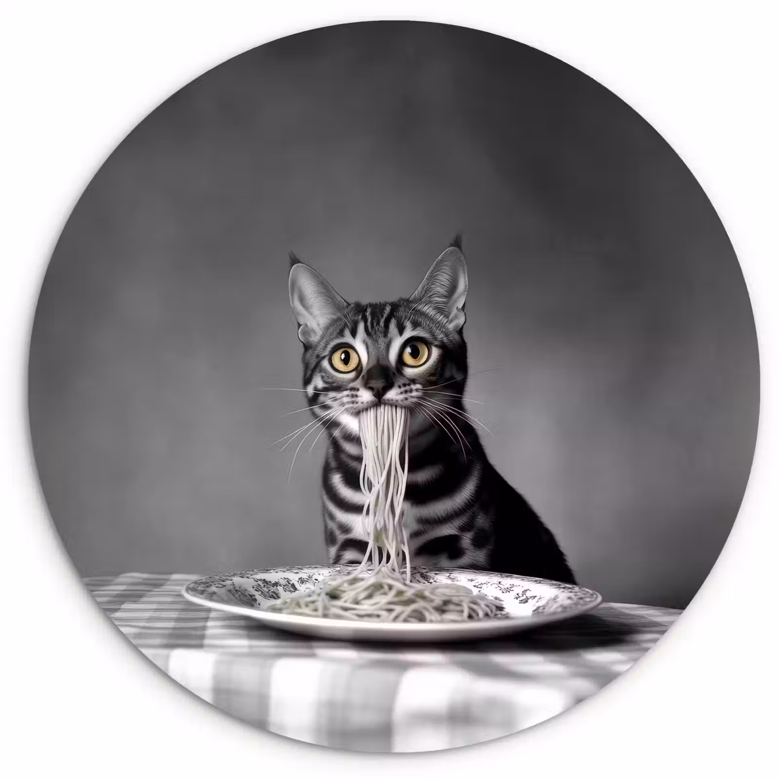Wandcirkel - Glas - Bengaal - Kat - Tafelkleed - Zwart - Wit - Dier — 1
