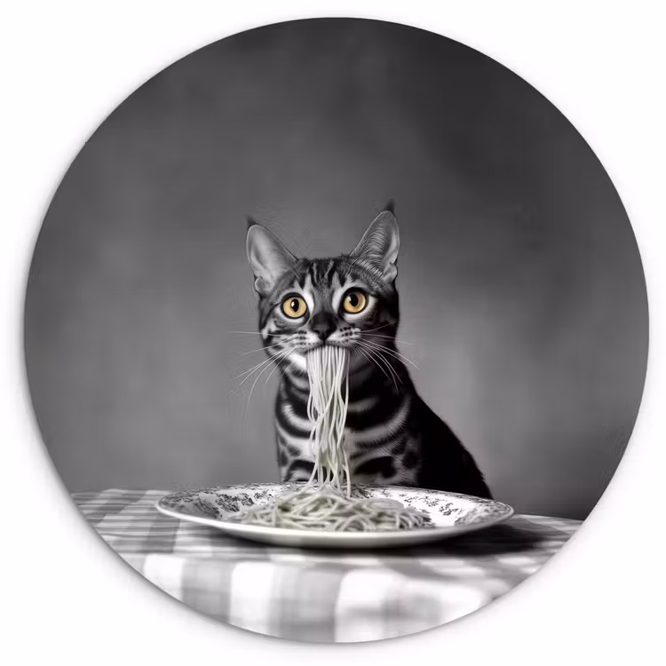 Wandcirkel - Glas - Bengaal - Kat - Tafelkleed - Zwart - Wit - Dier — 1