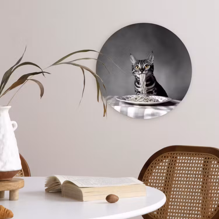 Wandcirkel - Glas - Bengaal - Kat - Tafelkleed - Zwart - Wit - Dier — 4