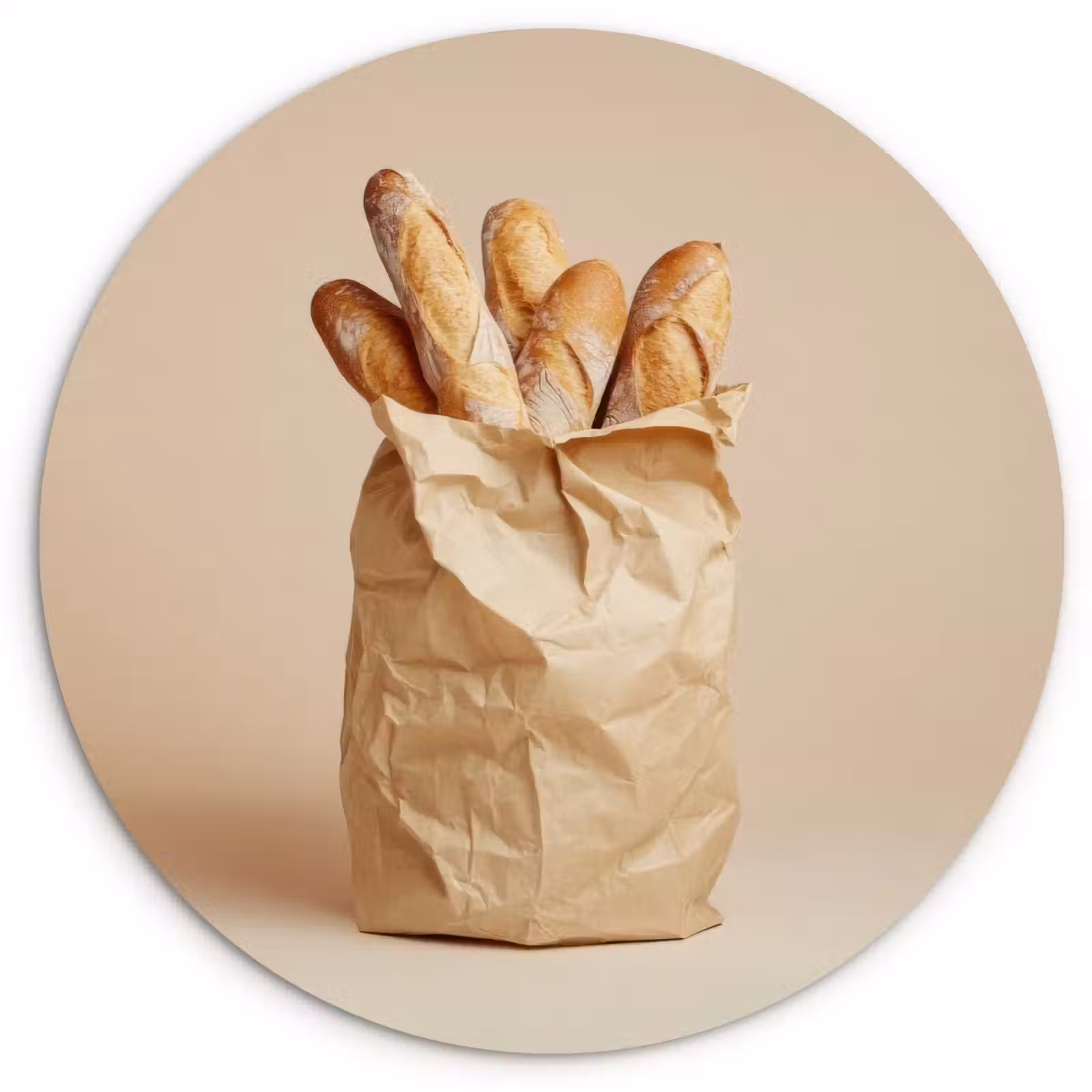 Wandcirkel - Glas - Baguette - Brood - Stokbrood - Beige — 1