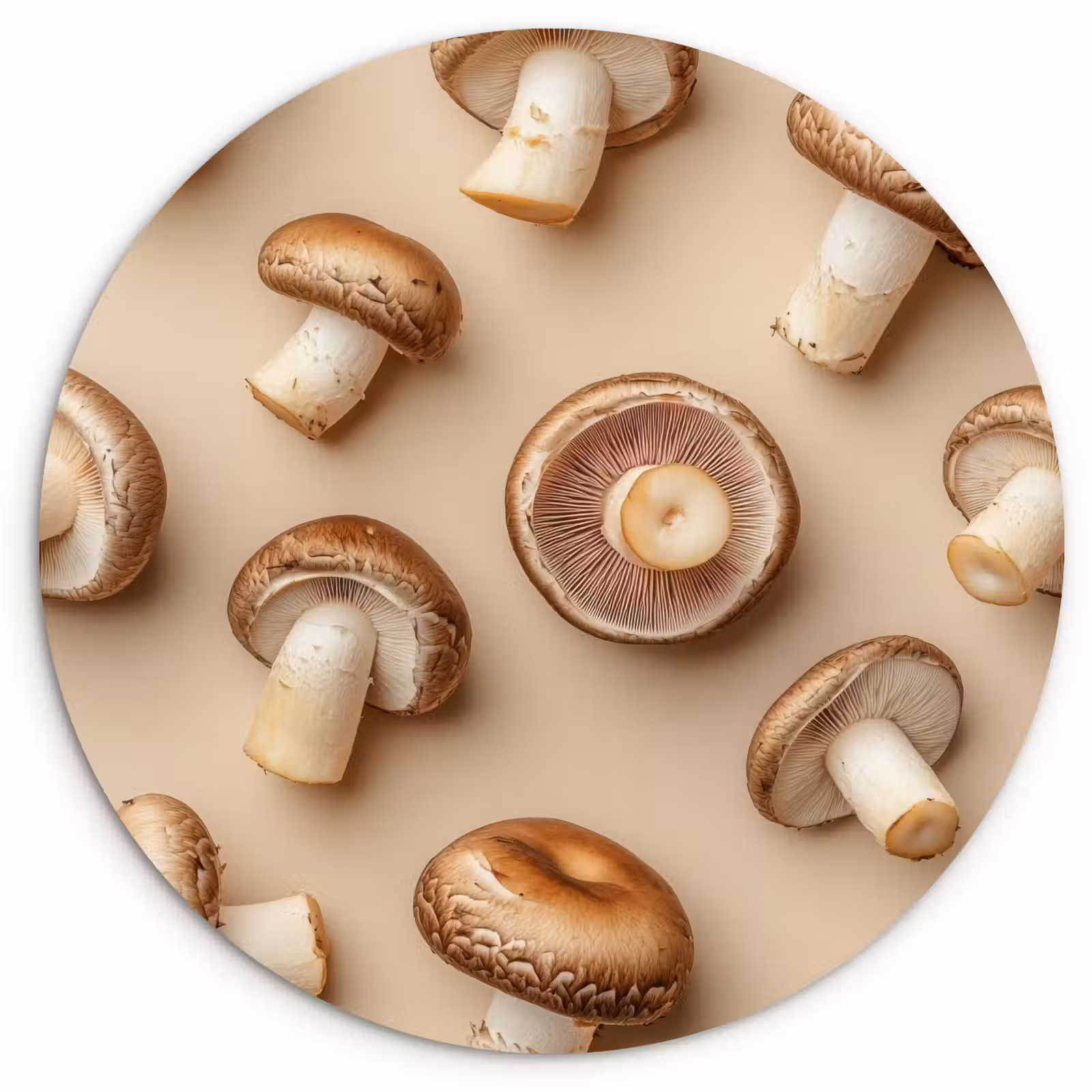 Wandcirkel - Glas - Kastanje Champignons - Beige — 1