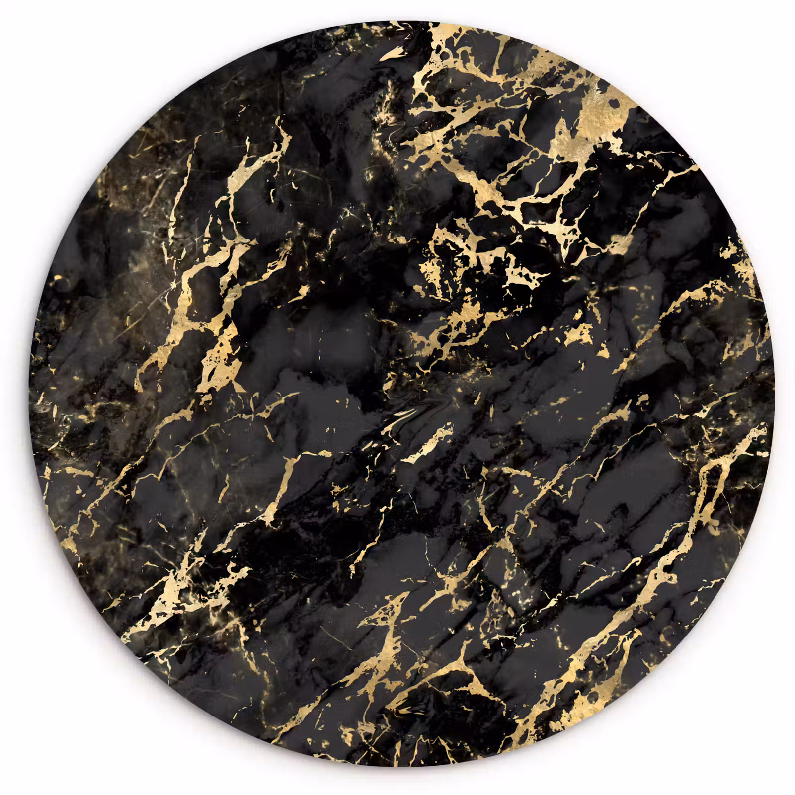 Wandcirkel - Glas - Marmer - Zwart - Goudstructuur — 1