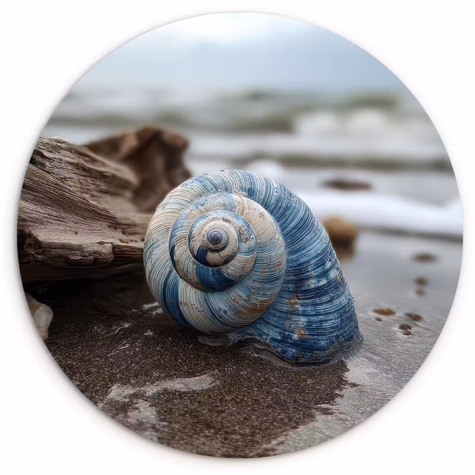 Wandcirkel - Glas - Schelp - Strand - Blauw - Zee — 1