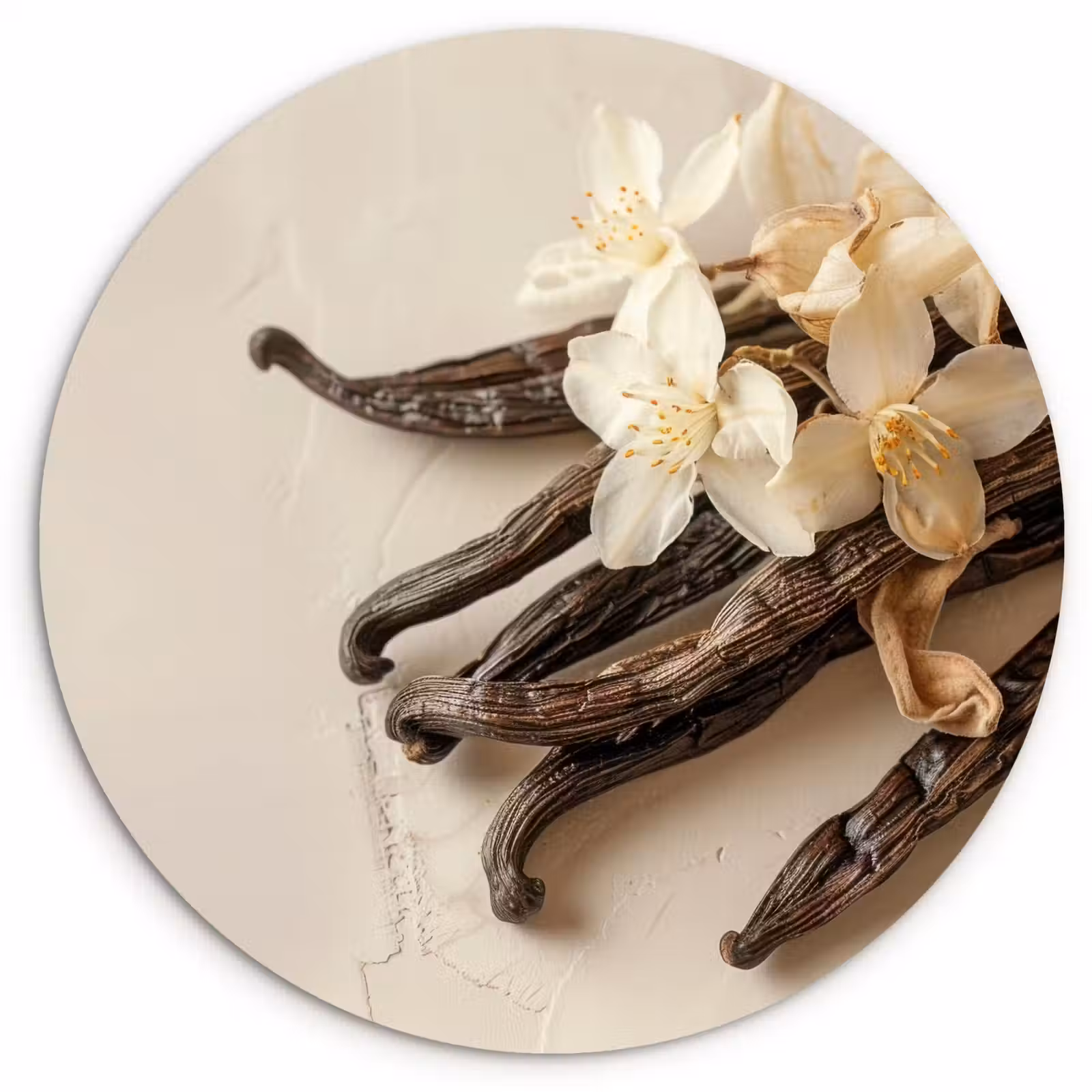 Wandcirkel - Glas - Vanille - Bloemen - Beige — 1