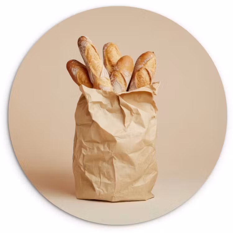 Wandcirkel - Glas - Baguette - Brood - Stokbrood - Beige — 1