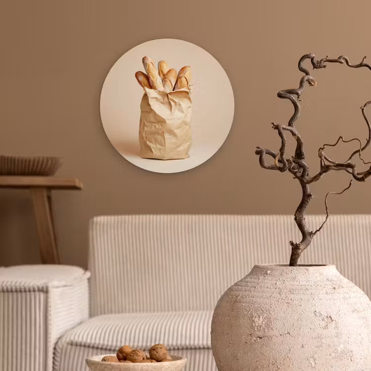 Wandcirkel - Glas - Baguette - Brood - Stokbrood - Beige — 2