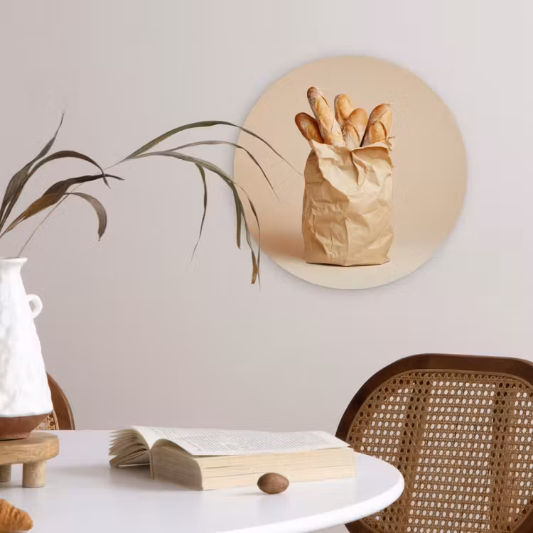 Wandcirkel - Glas - Baguette - Brood - Stokbrood - Beige — 4