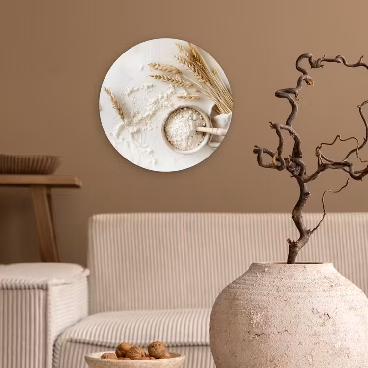Wandcirkel - Glas - Bloem - Hout - Tarwe — 2