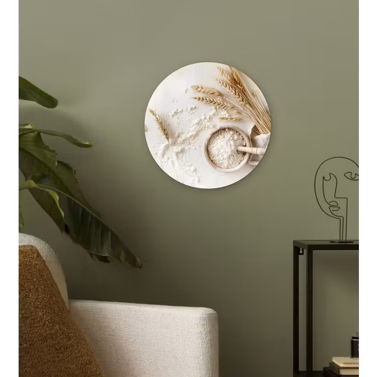 Wandcirkel - Glas - Bloem - Hout - Tarwe — 3