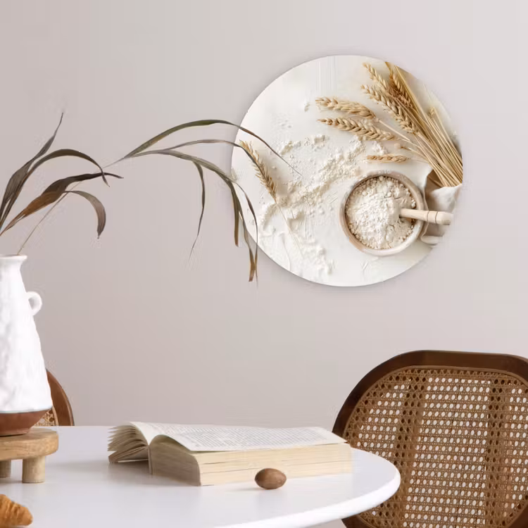 Wandcirkel - Glas - Bloem - Hout - Tarwe — 4