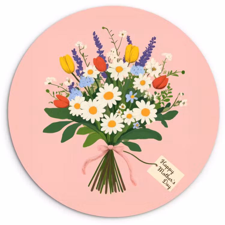 Wandcirkel - Glas - Bloemen - Lint - Kaartje — 1