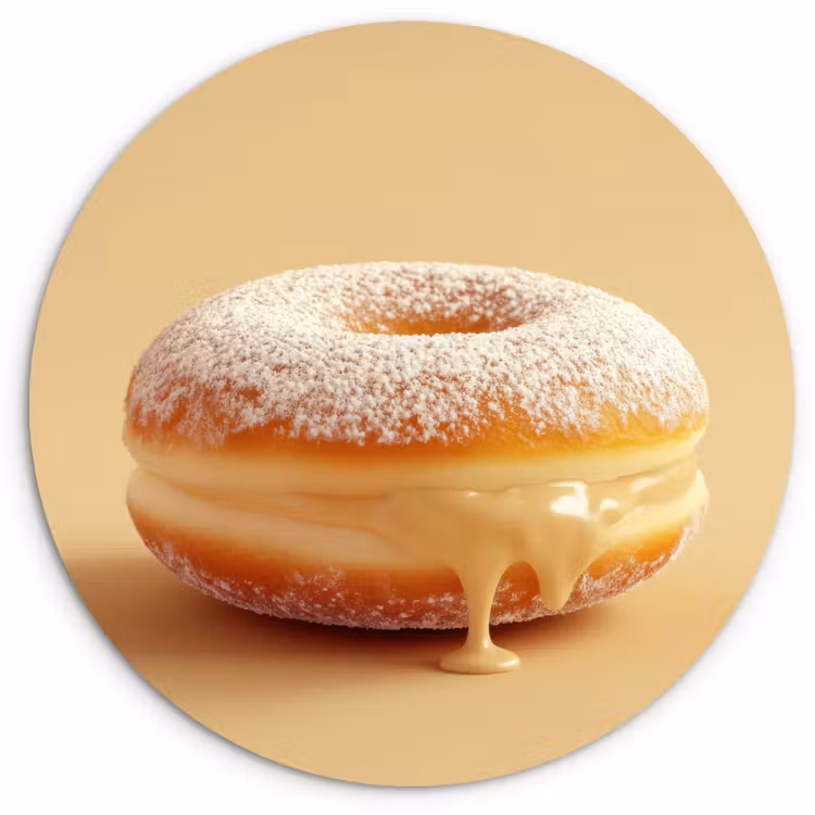 Wandcirkel - Glas - Donut - Romig - Poedersuiker - Beige — 1