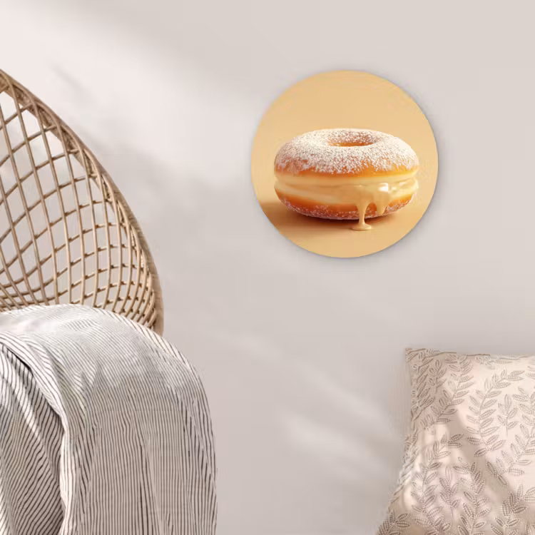 Wandcirkel - Glas - Donut - Romig - Poedersuiker - Beige — 5