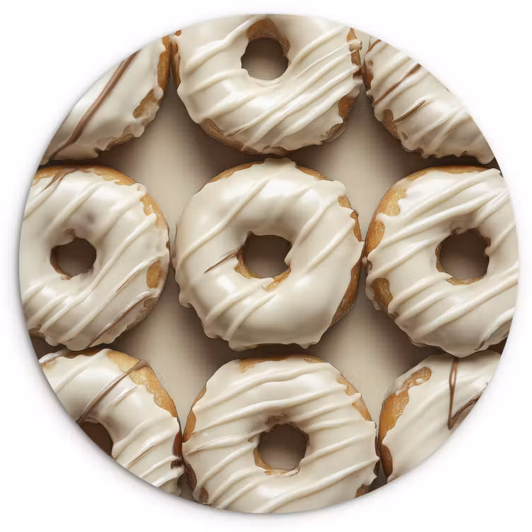 Wandcirkel - Glas - Donuts - Chocolade - Wit - Beige — 1